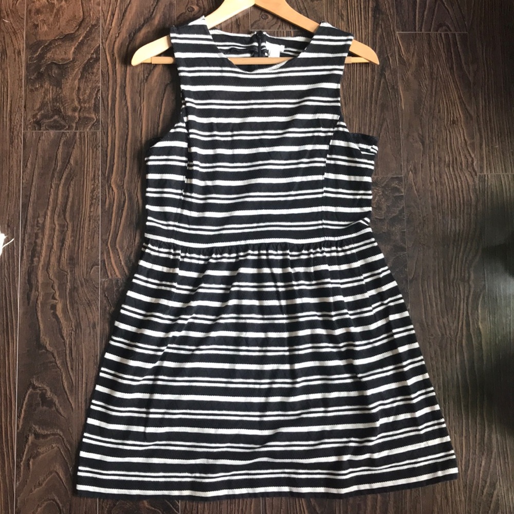 Black/white striped J-Crew summer knit dress